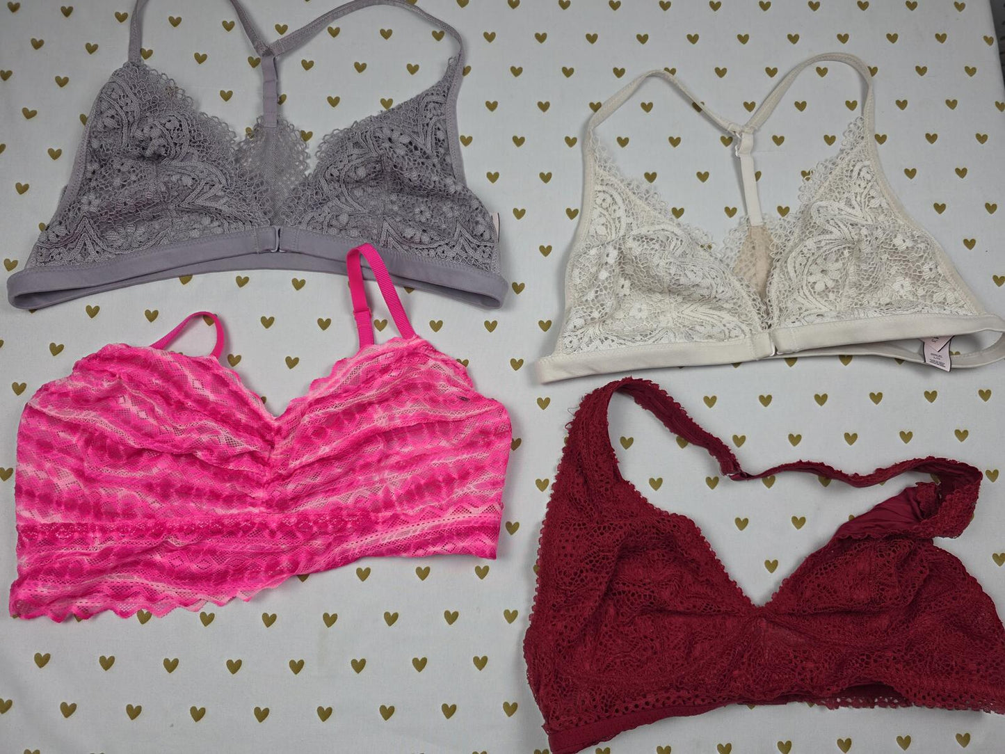 Victorias Secret Pink LOT OF 4 Large Lacey  Bralettes Bra Tops Tanks