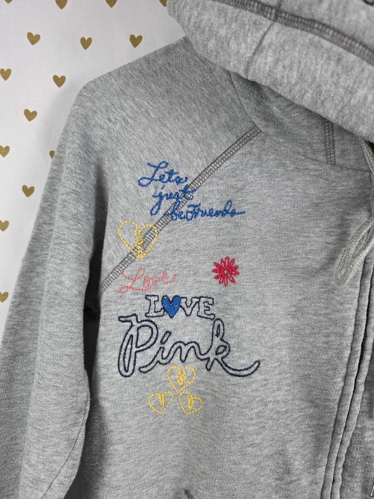 Victorias Secret Pink RARE Vintage Stitched Graffitti Hoodie Jacket Y2k SMALL