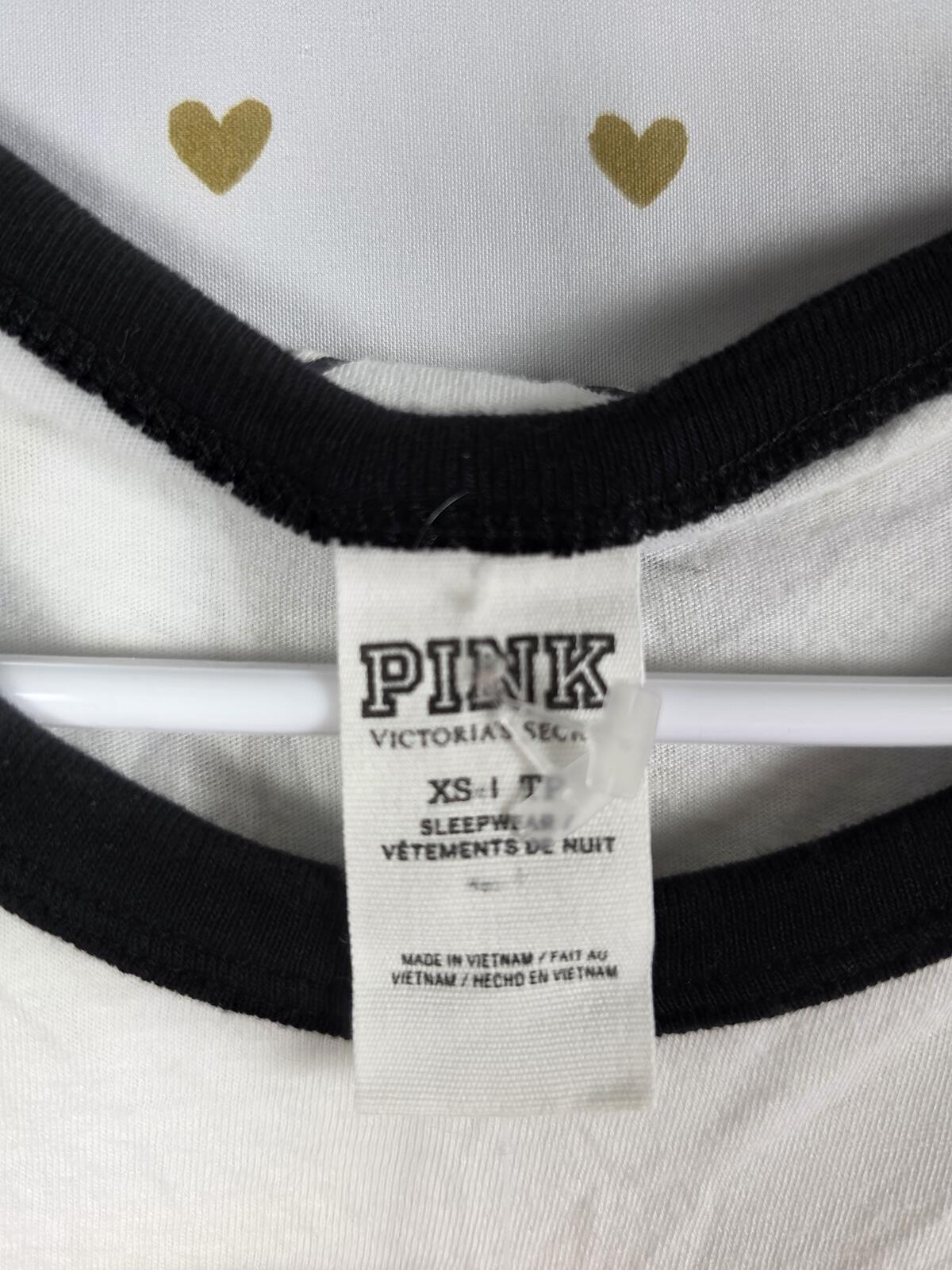 Victorias Secret PINK THE SNUGGLE IS REAL Ringer Tee Shirt XS