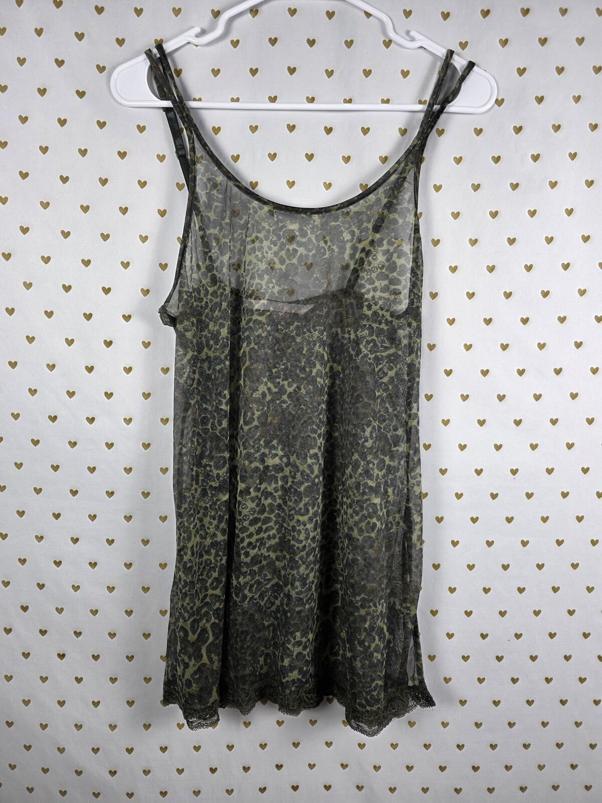 Victorias Secret True Y2k '00 VINTAGE Green Leopard Cheetah SLIP DRESS nightie S