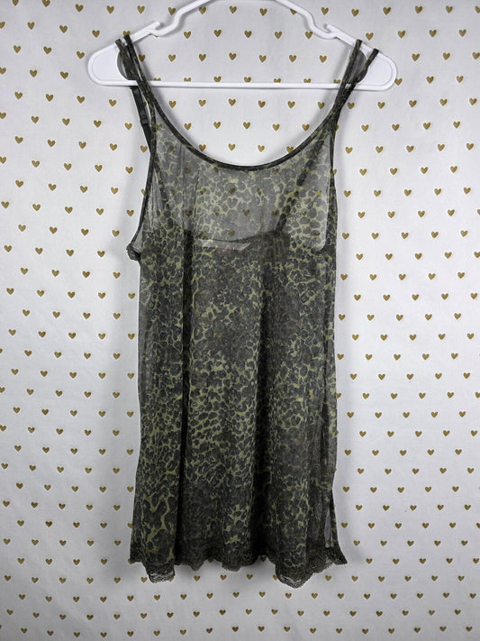 Victorias Secret True Y2k '00 VINTAGE Green Leopard Cheetah SLIP DRESS nightie S