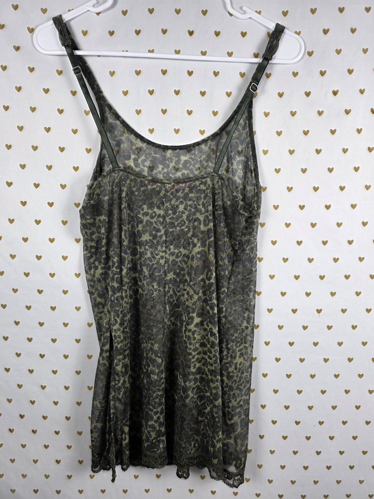 Victorias Secret True Y2k '00 VINTAGE Green Leopard Cheetah SLIP DRESS nightie S