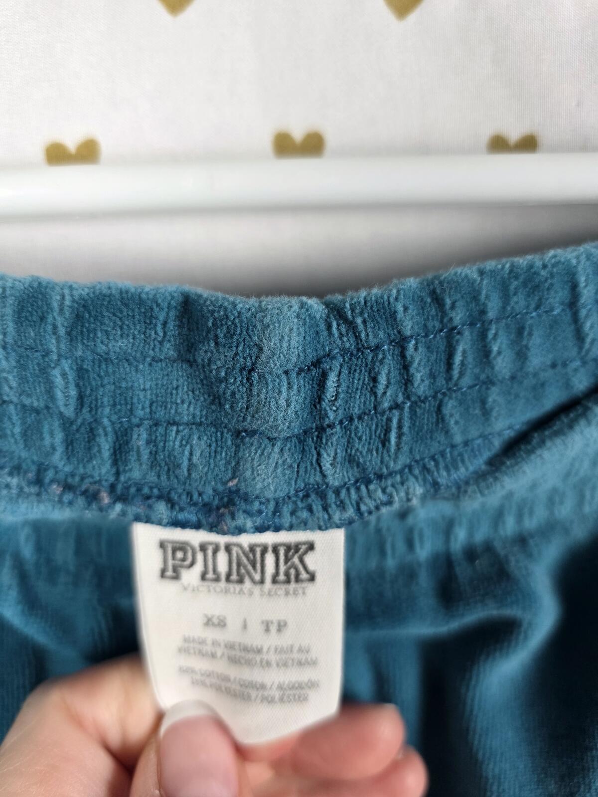 Victorias Secret PINK RARE HTF Velour Bling Joggers Sweatpant y2k XS Teal