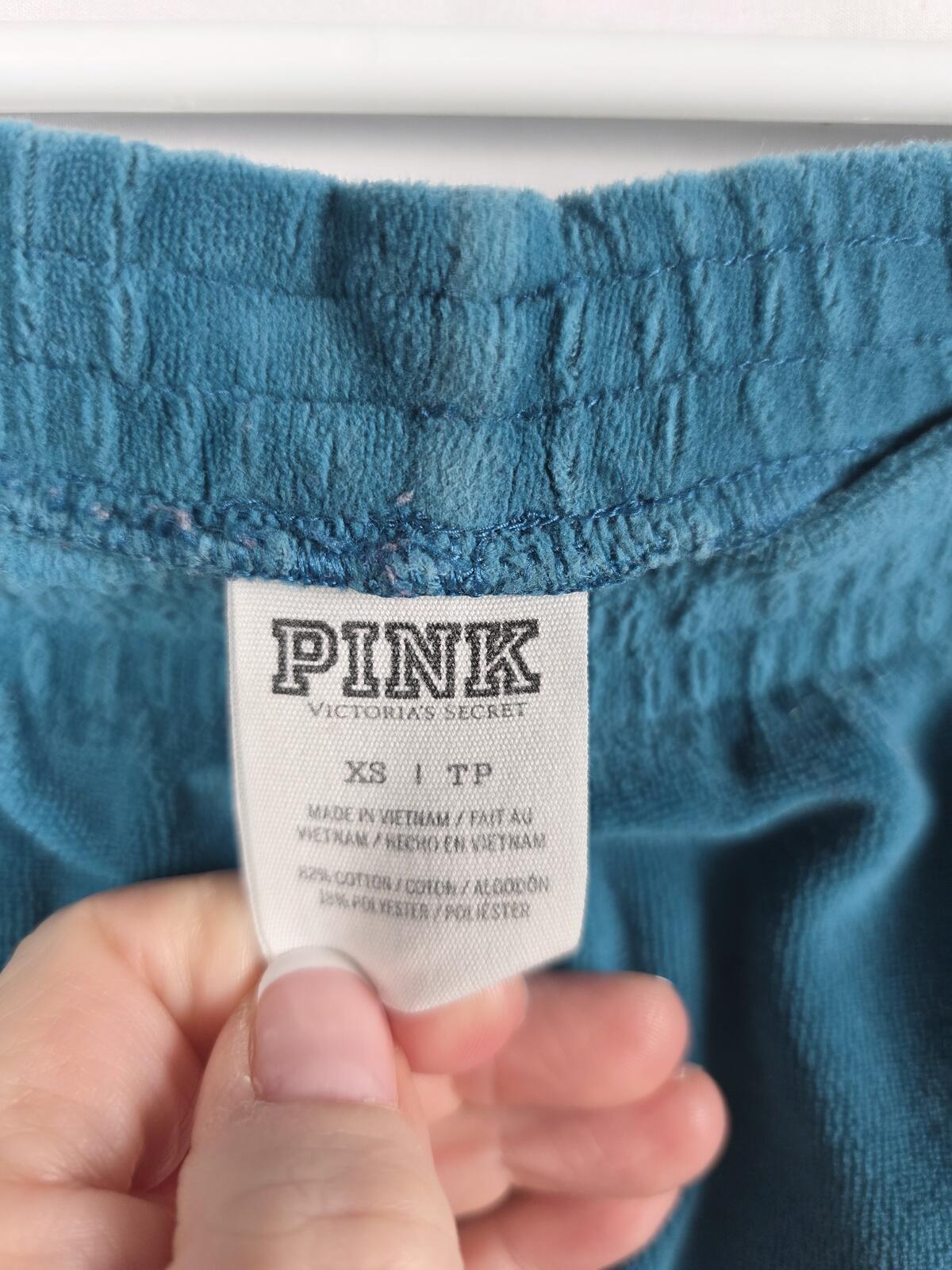 Victorias Secret PINK RARE HTF Velour Bling Joggers Sweatpant y2k XS Teal