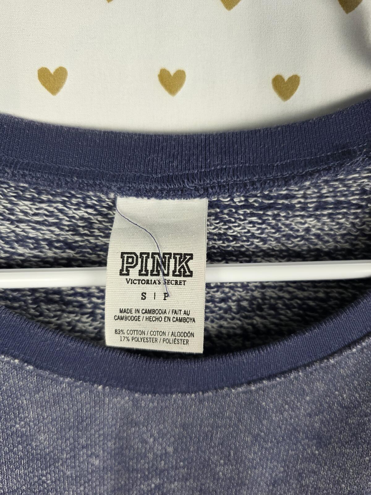 Victorias Secret Pink Vintage Logo Crew Sweater Shirt SMALL Blue