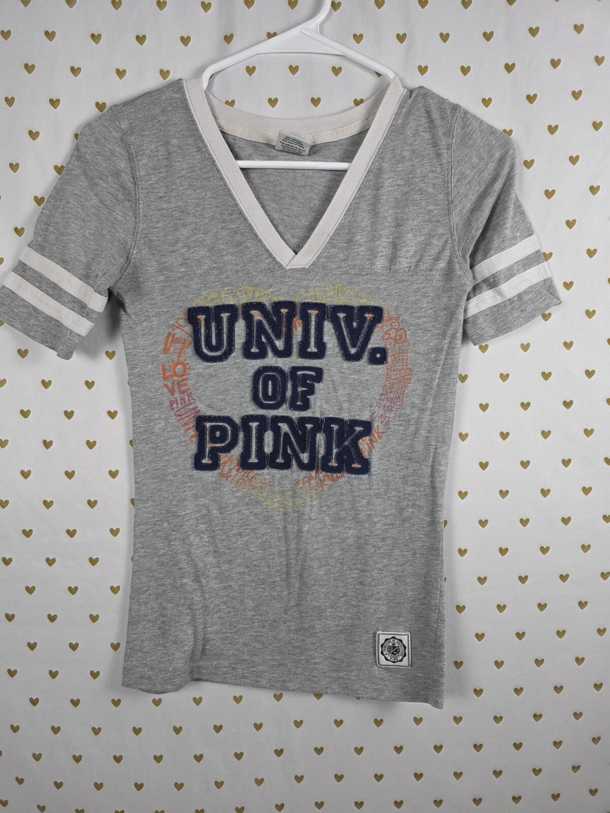 Victorias Secret PINK UNIVERSITY Vintage Y2k V Neck Tee shirt XS