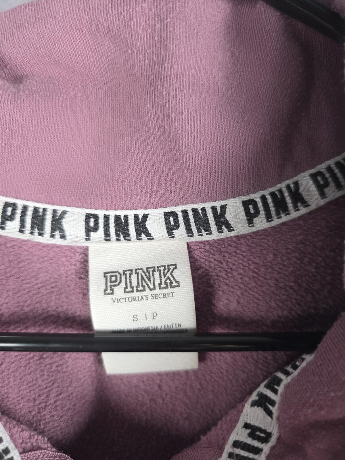 Victorias Secret Pink Zebra Print Quarter Zip LOVE Sweater SMALL