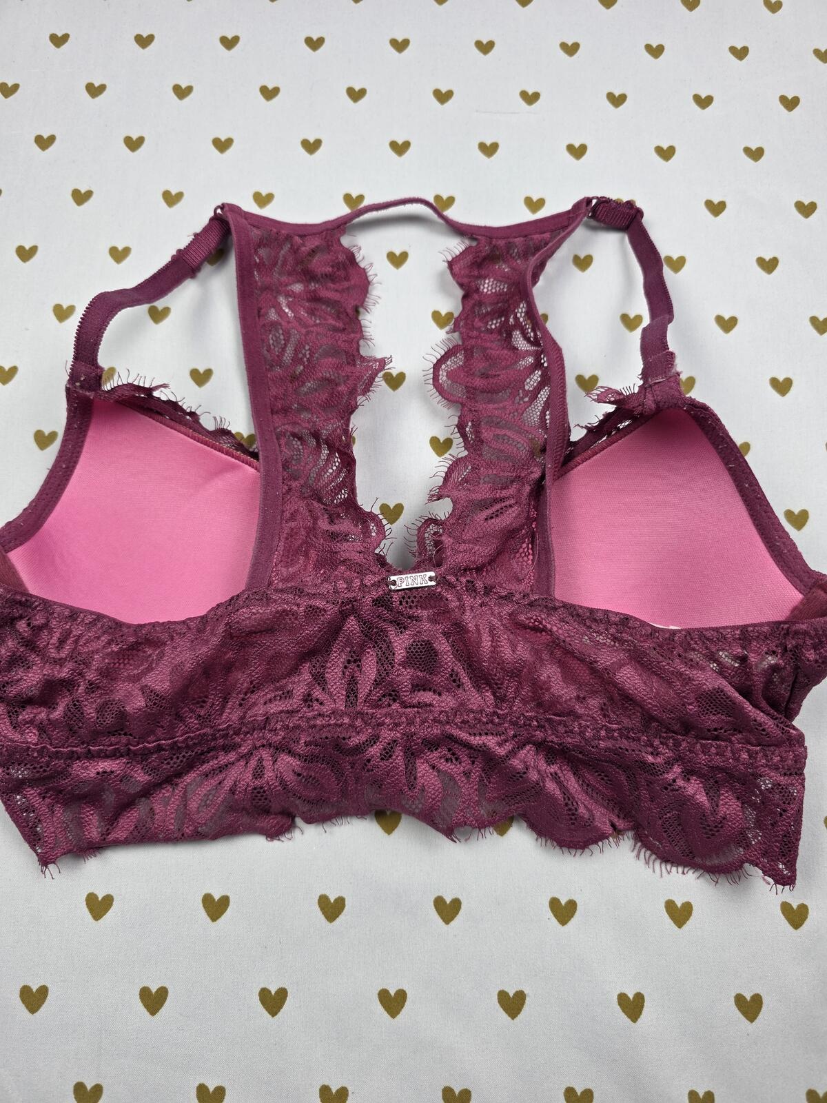 Victorias Secret Pink Racerback Bralette Lace XS