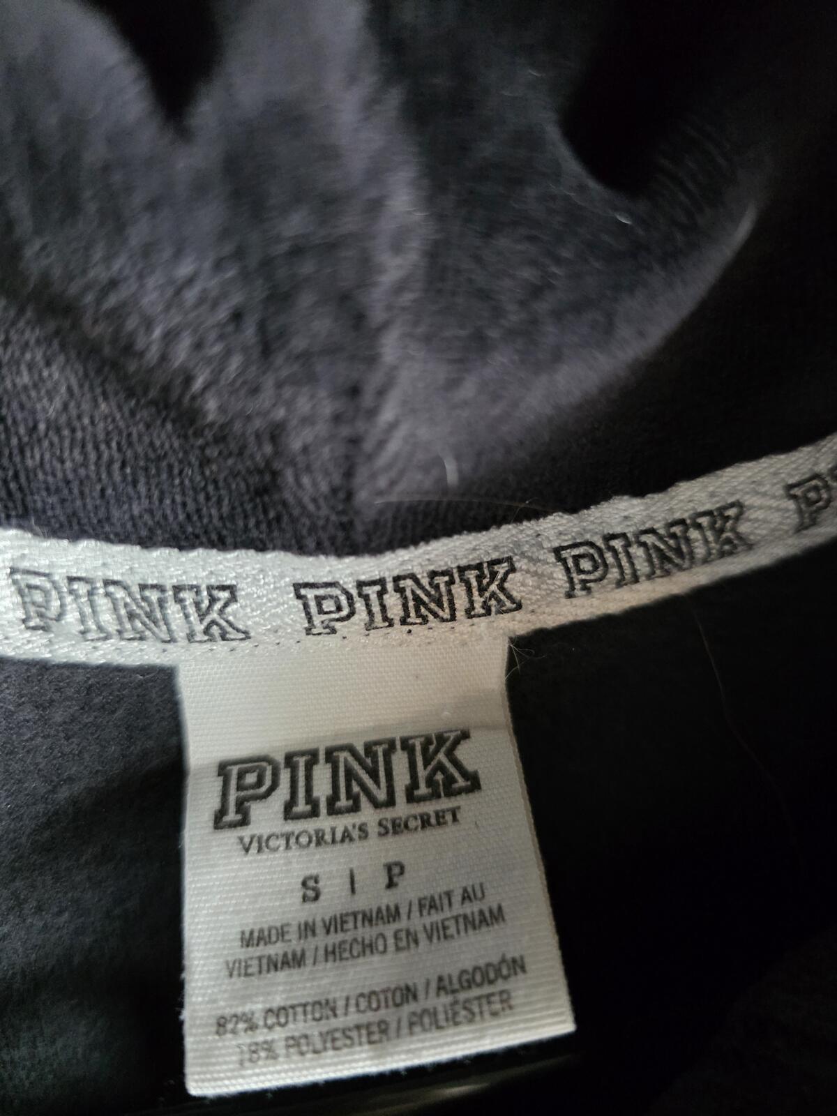 Victorias Secret Pink VINTAGE y2k Black BLING Velour Hoodie Gold Black SMALL
