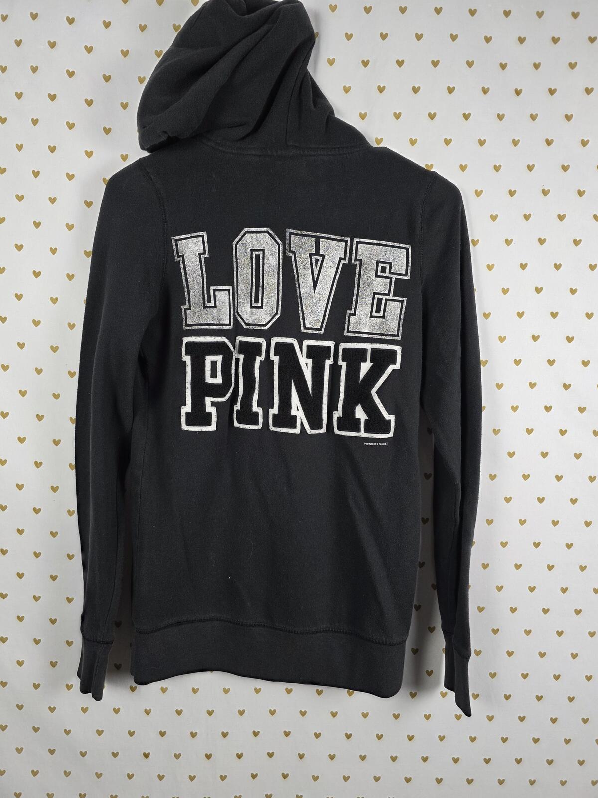 Victorias Secret Pink V Neck Pullover Sweater VINTAGE Logo Embroidered SMALL
