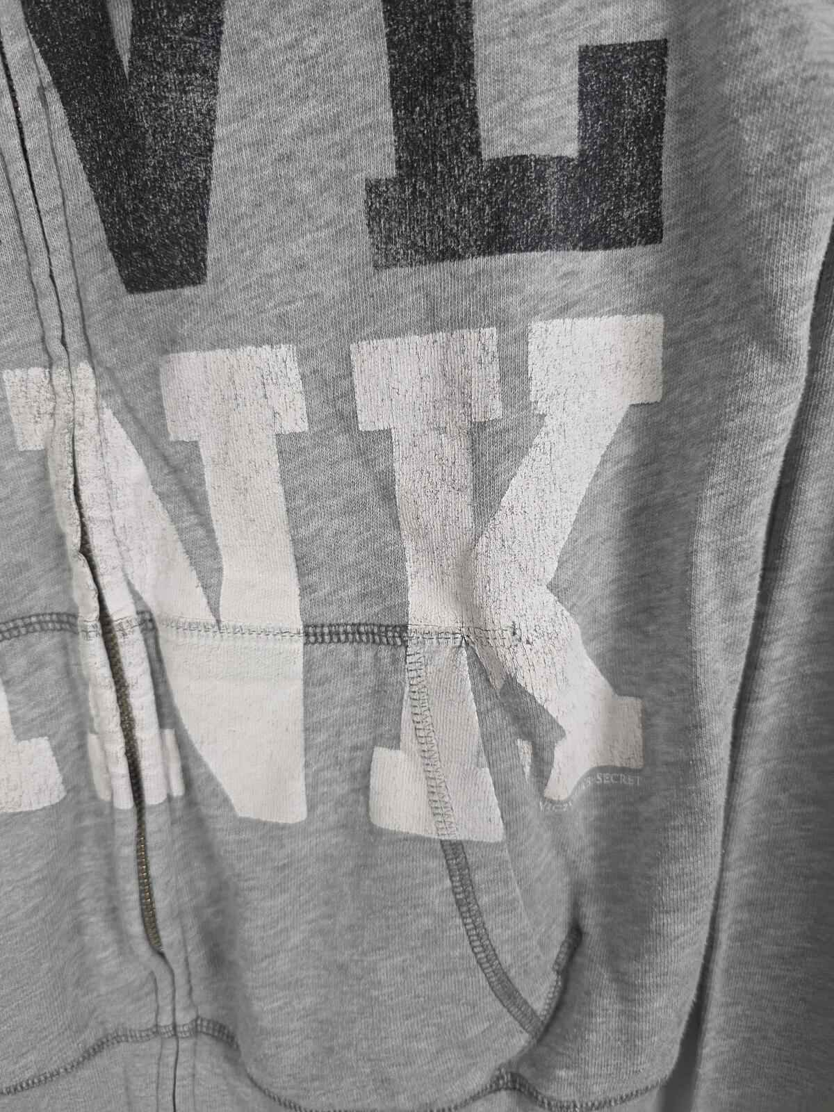 Victorias Secret Pink VINTAGE y2k Grey Logo Full zip Hoodie Jacket MEDIUM
