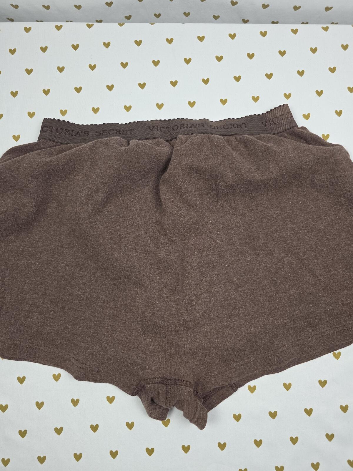 Victorias Secret VINTAGE Brown Sleep Shorts COTTON Logo Band Lounge Large Boxers