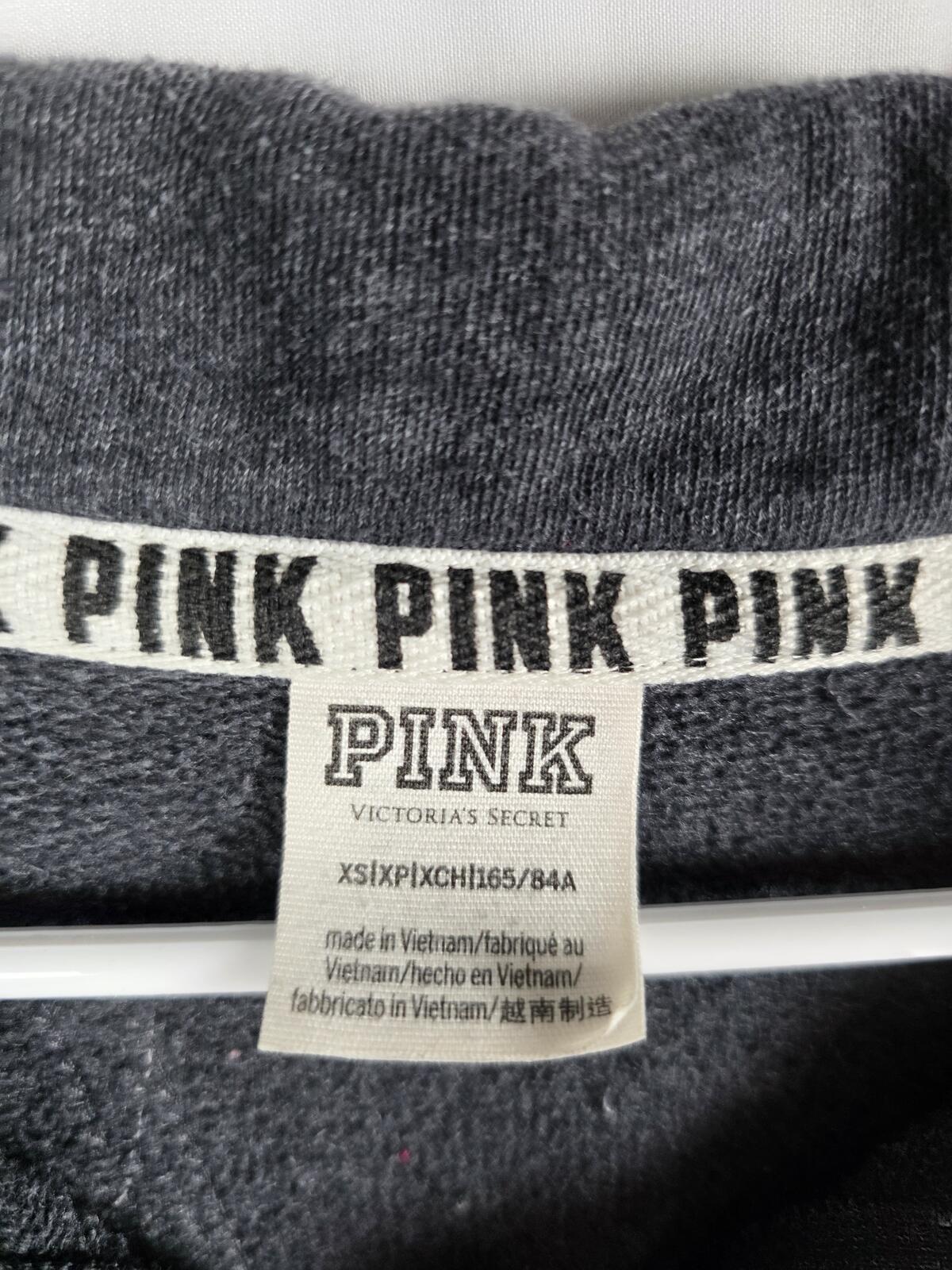 Victorias Secret Pink BLING Sweater Long Sleeve Grey Sequined XS Oversized