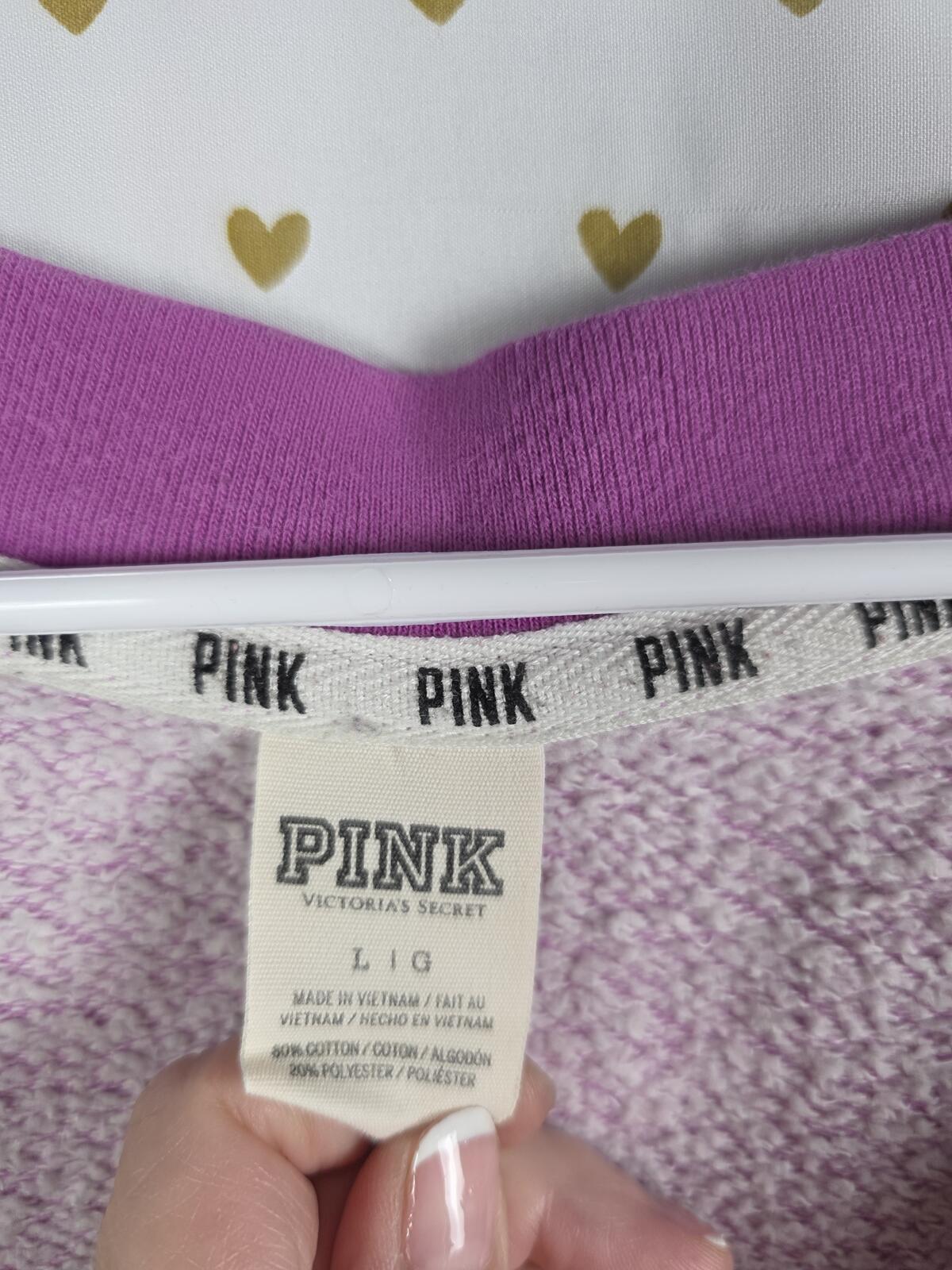 Victorias Secret Pink Purple Deep V neck sweater Shirt LARGE