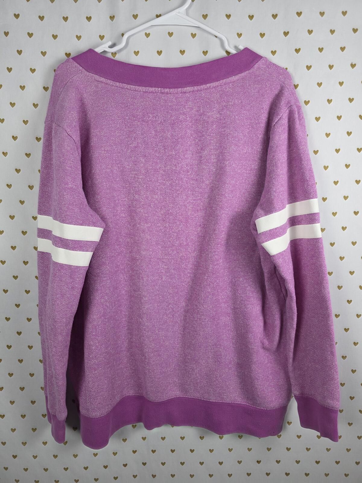 Victorias Secret Pink Purple Deep V neck sweater Shirt LARGE