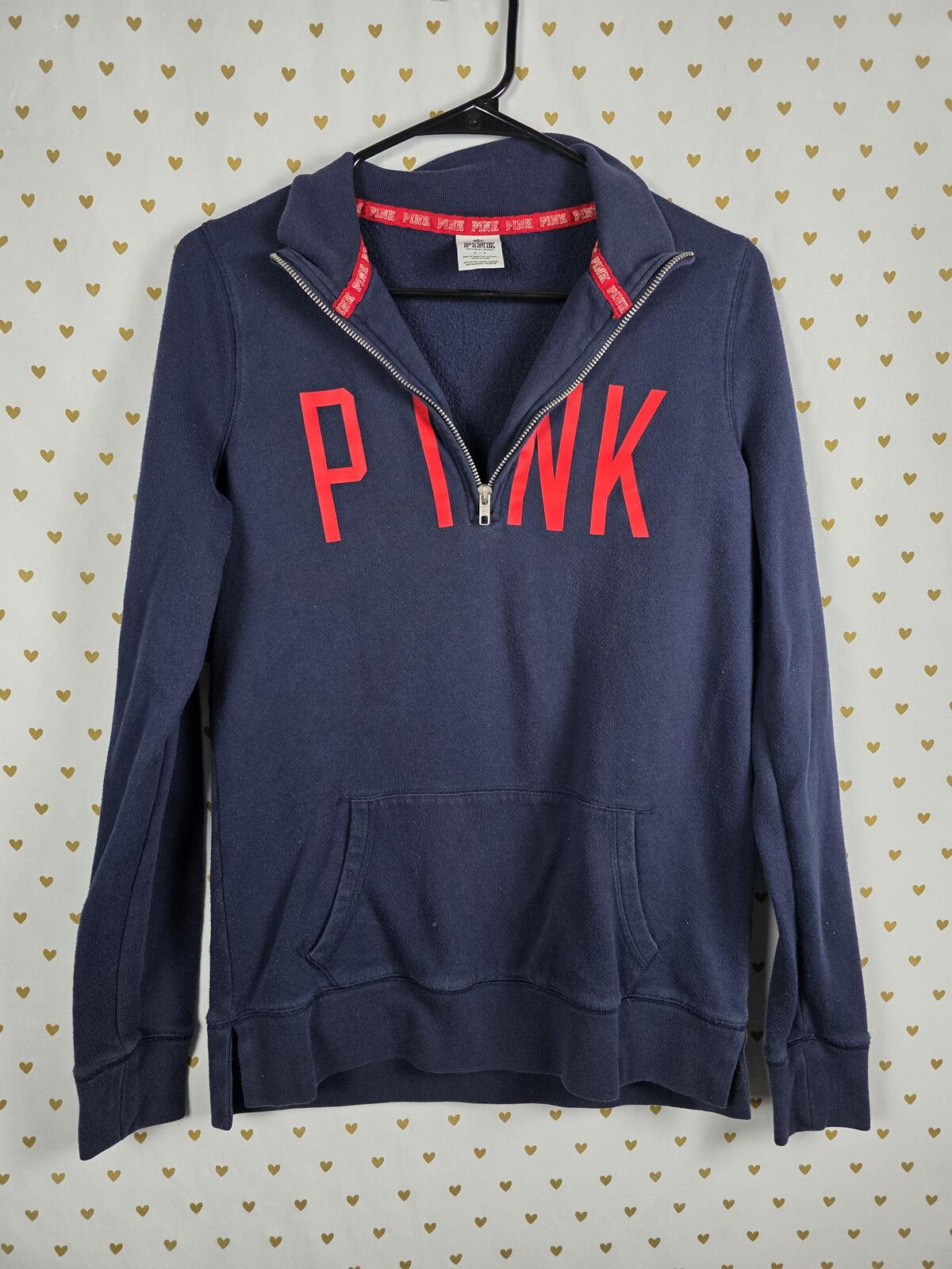 Victorias Secret Pink NFL HOUSTON TEXANS Football Quarter Zip Sweater SMALL
