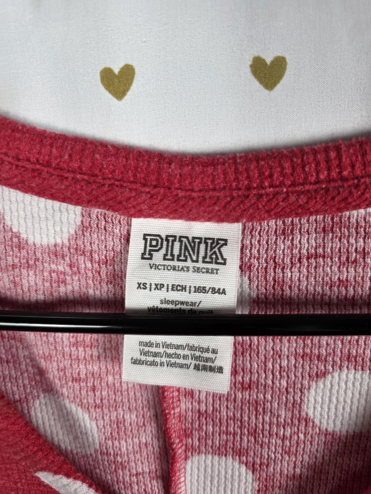 VICTORIA'S SECRET PINK POLKA DOT Red Trap Door ONE PIECE BODYSUIT PAJAMAS XS