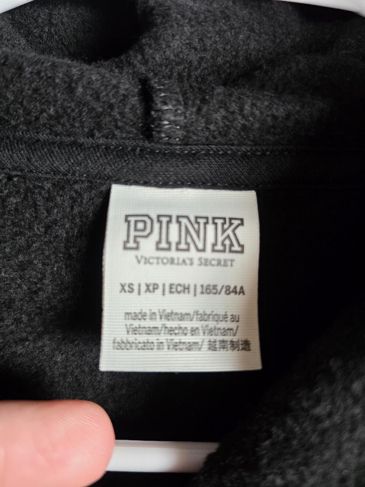 Victorias Secret Pink BLING STUDDED Logo Pullover Cropped Black Hoodie Sweater