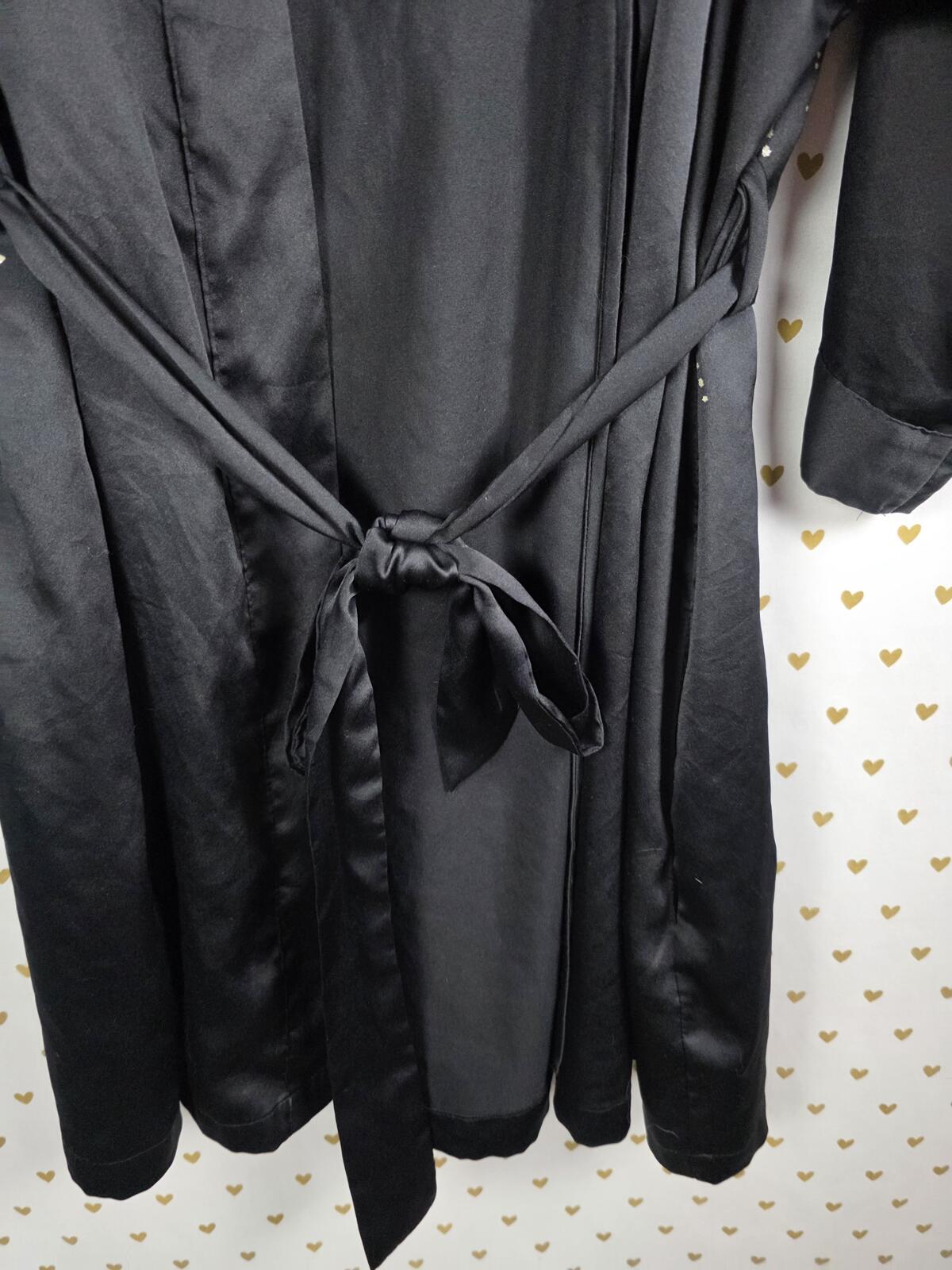 Victoria's Secret 2018 NYC Fashion Show Robe MEDIUM LARGE Black Satin BLING