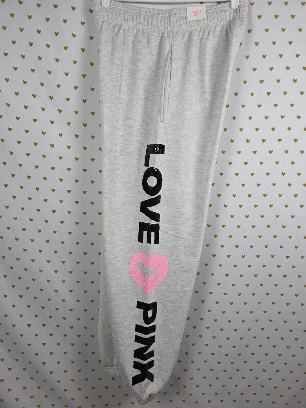 Victorias Secret PINK CAMPUS ORIGINALS Love Sweats Joggers Sweatpants MEDIUM NEW