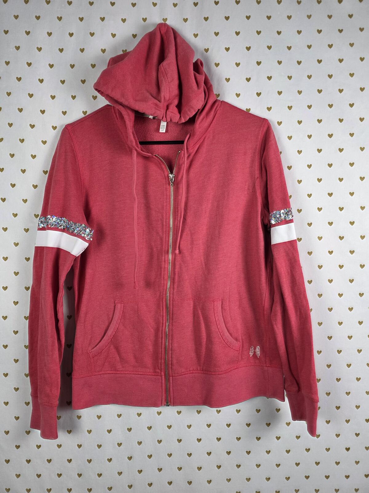 Victorias Secret BLING Wings Hoodie Jacket Sequined Logo Full Zip SMALL