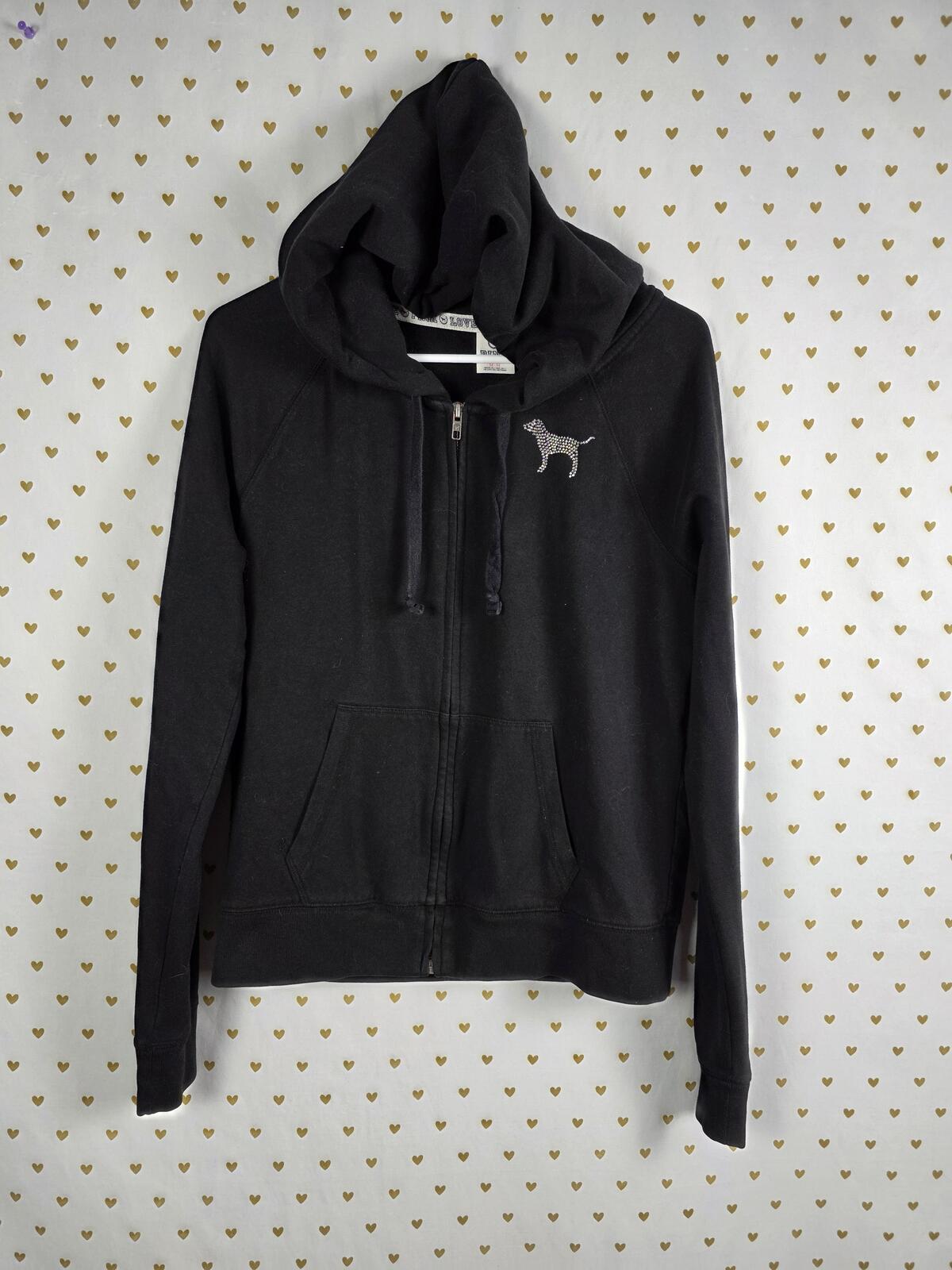 Victorias Secret Pink HTF RARE Bling Vintage Full ZIp Hoodie Jacket MEDIUM