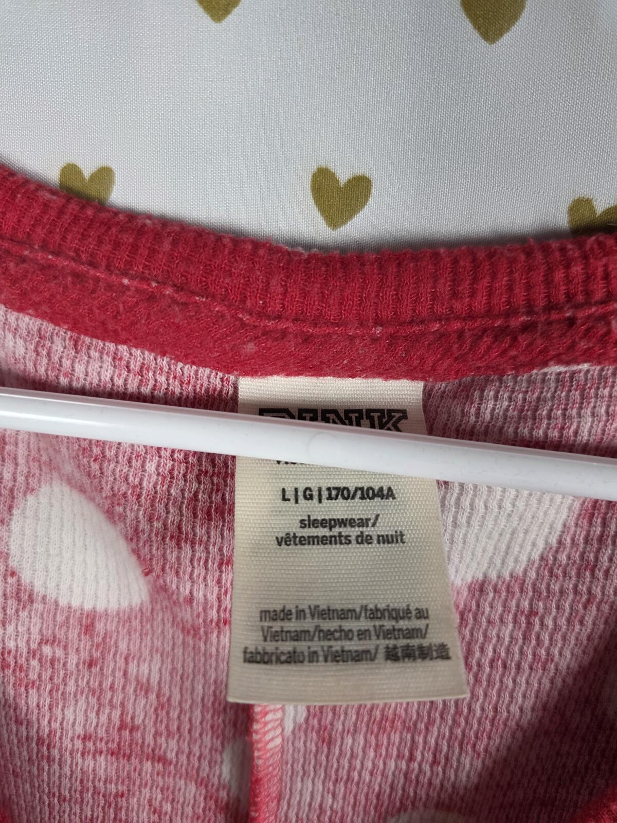 VICTORIA'S SECRET PINK POLKA DOT Red Trap Door ONE PIECE BODYSUIT PAJAMAS LARGE