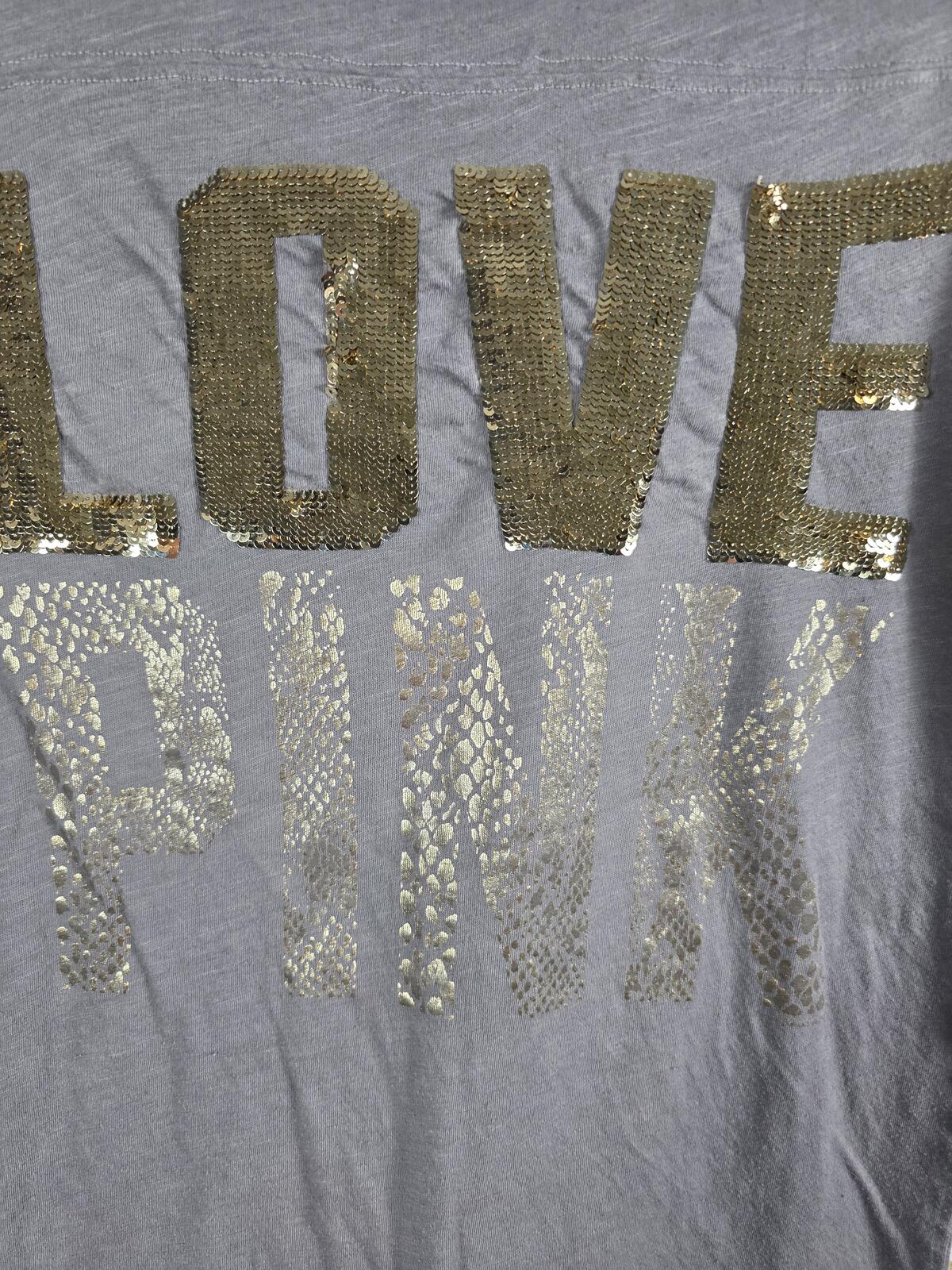 Victorias Secret PINK LOVE BLING Vintage Animal Print Y2k Tee Shirt MEDIUM