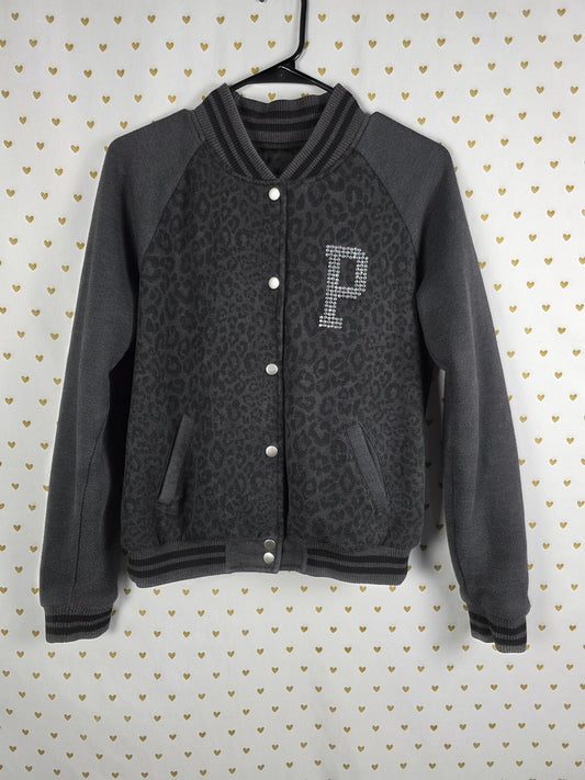 Victorias Secret Pink BLING CHEETAH LEOPARD Logo Varsity Bomber SMALL