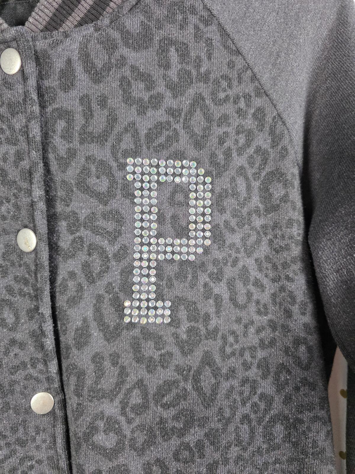 Victorias Secret Pink BLING CHEETAH LEOPARD Logo Varsity Bomber SMALL