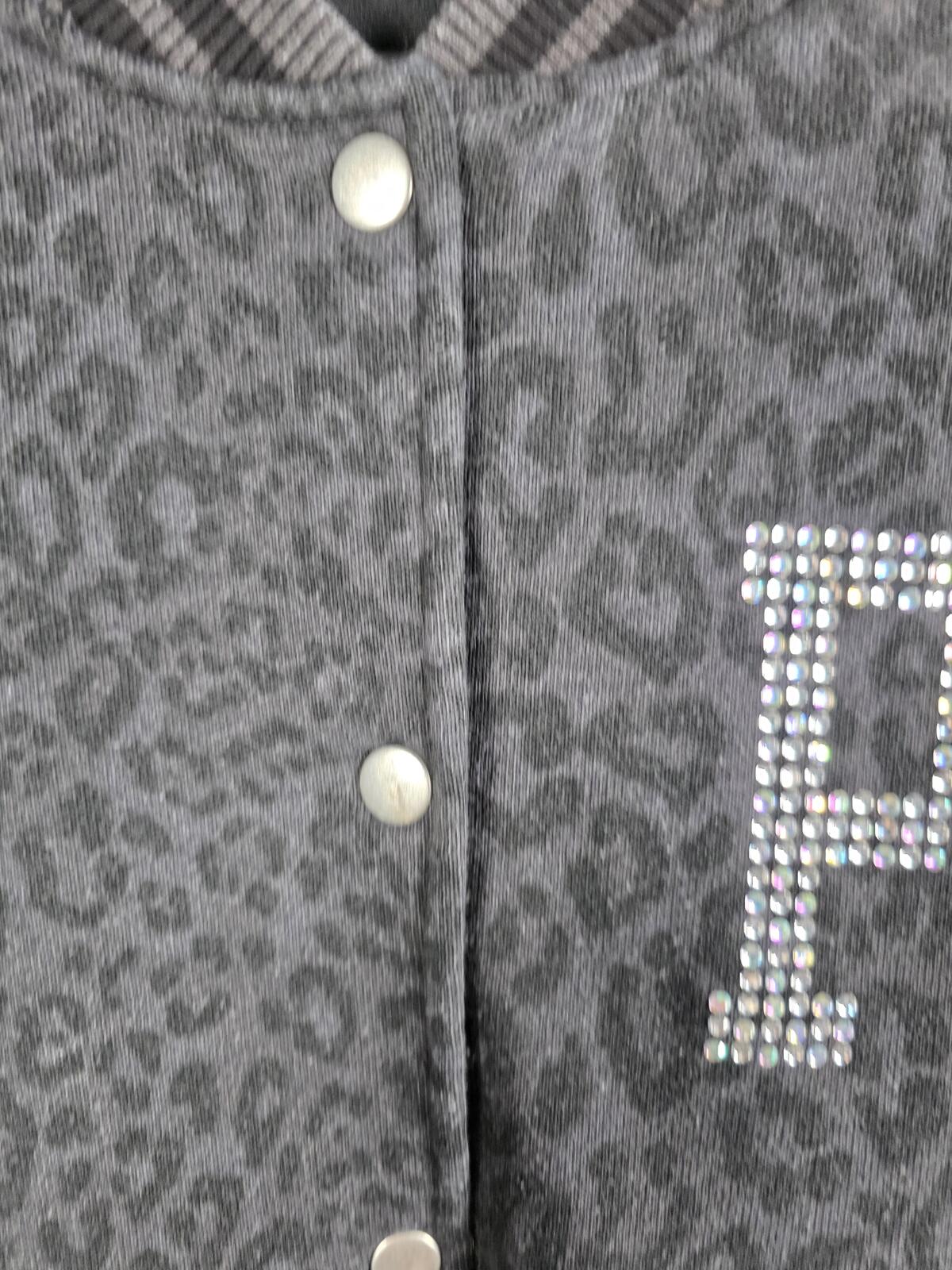Victorias Secret Pink BLING CHEETAH LEOPARD Logo Varsity Bomber SMALL
