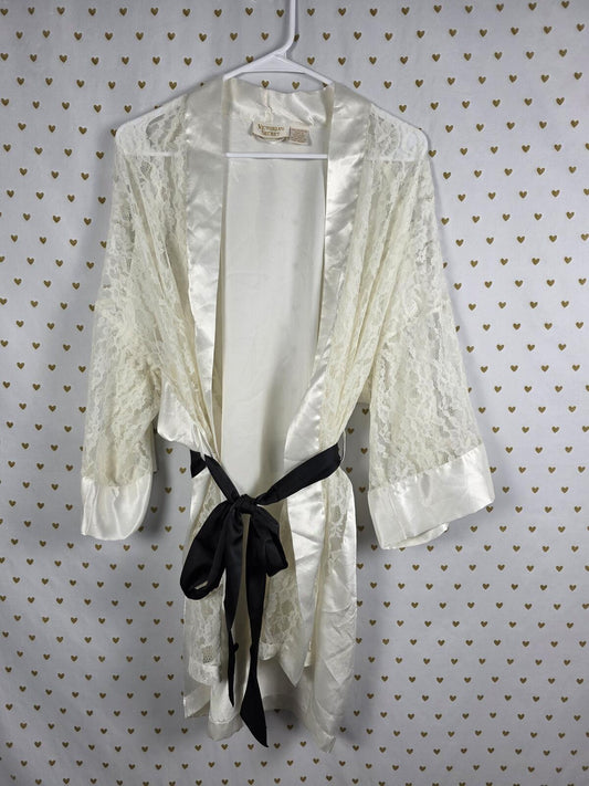 Victorias Secret Vintage GOLD LABEL Lace Silky Satin Silky Robe ONE SIZE