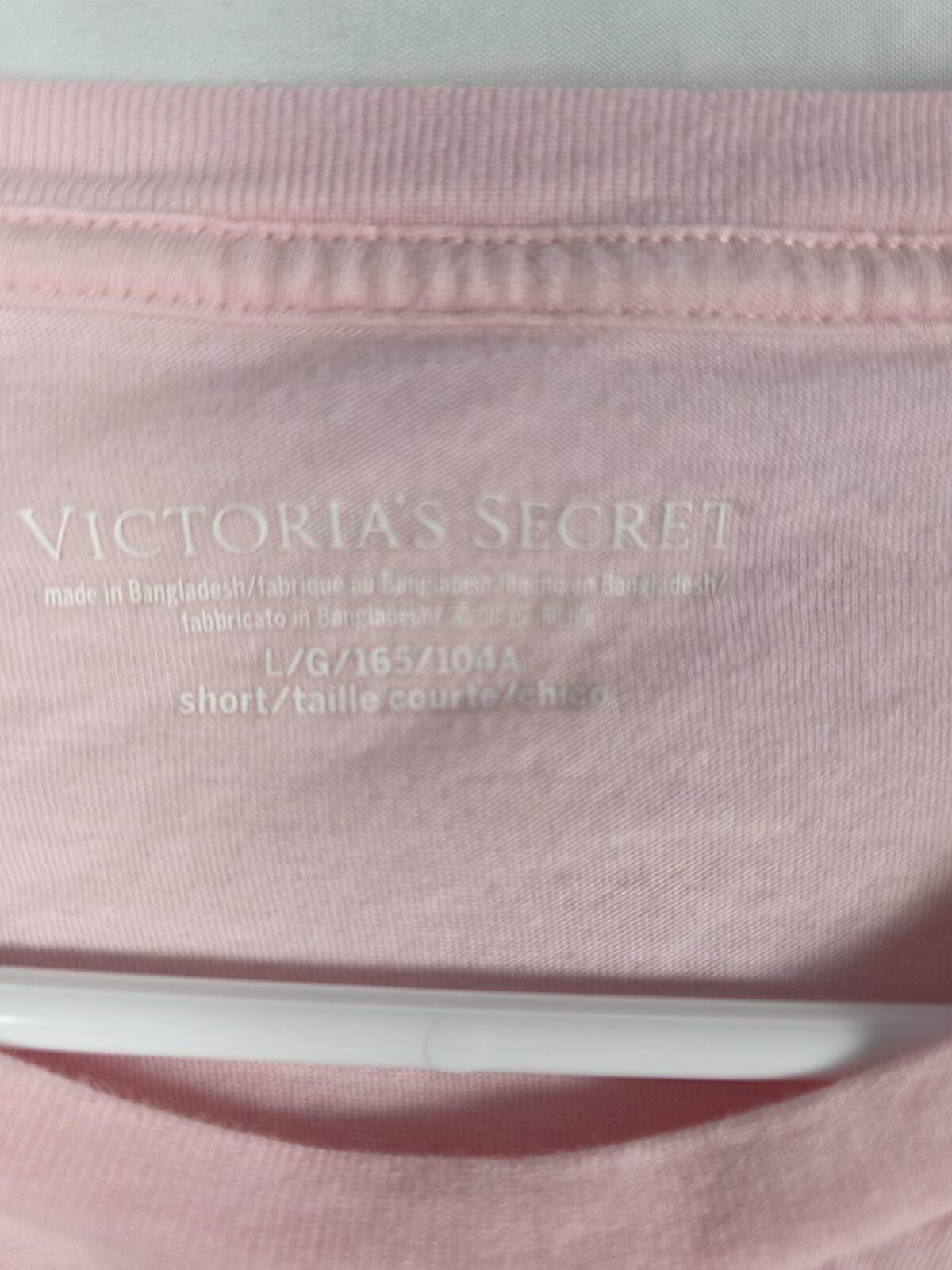 Victorias Secret BLING long sleeve Tee shirt Logo Studded Rhinestone LARGE
