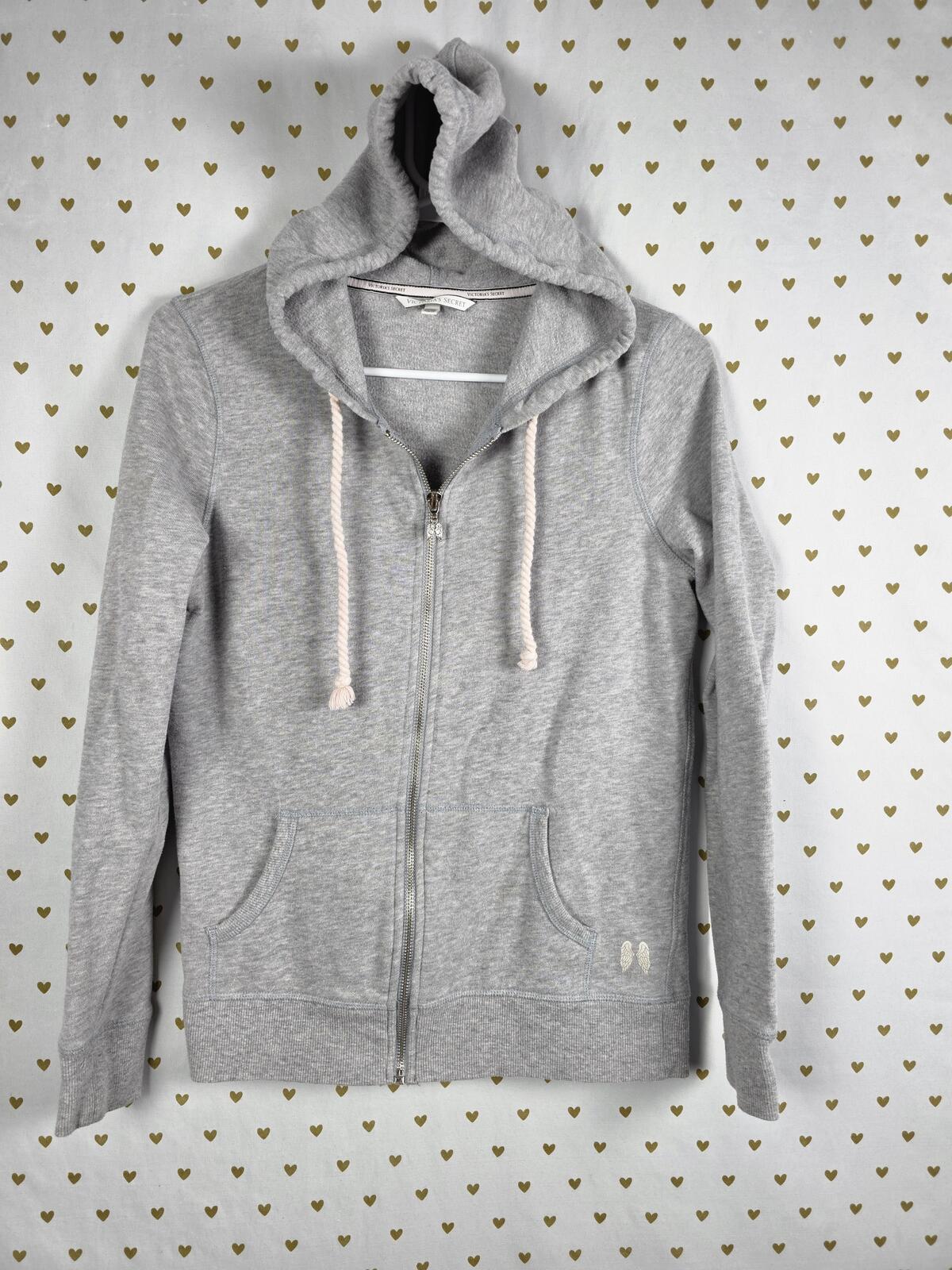 Victorias Secret WINGS Logo Hooded Jacket Full Zip Grey XS