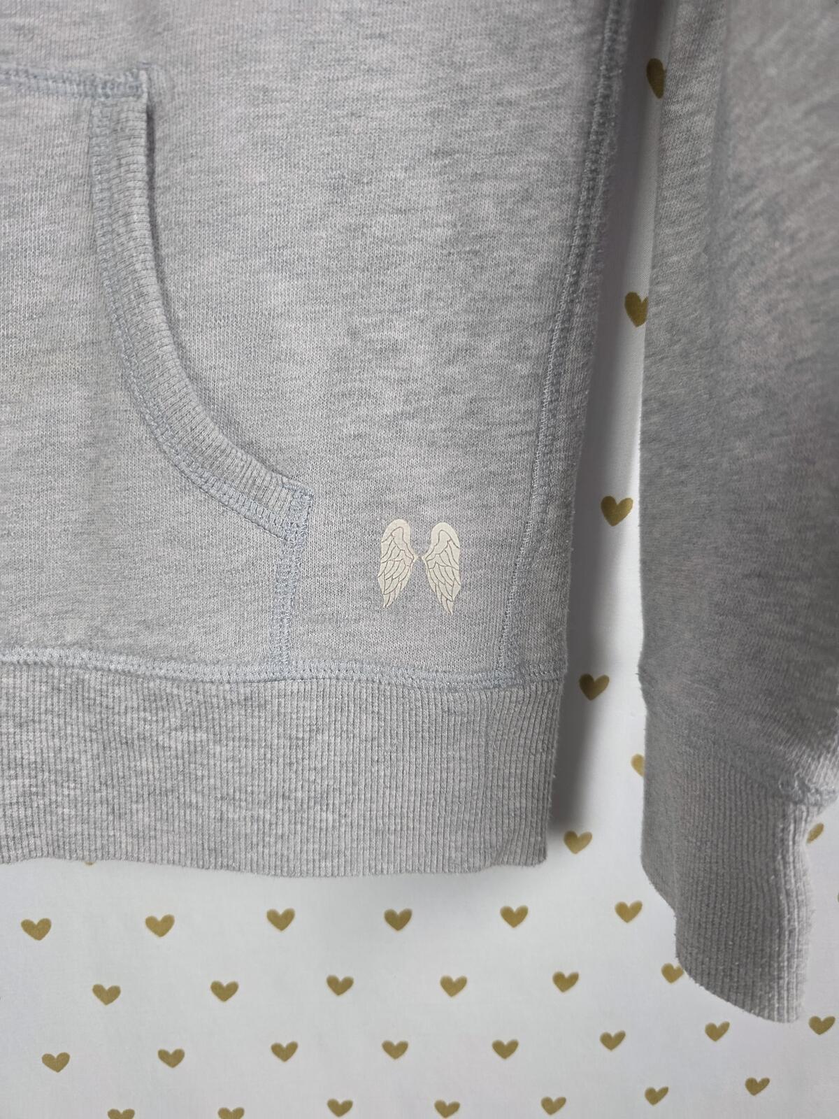 Victorias Secret WINGS Logo Hooded Jacket Full Zip Grey XS