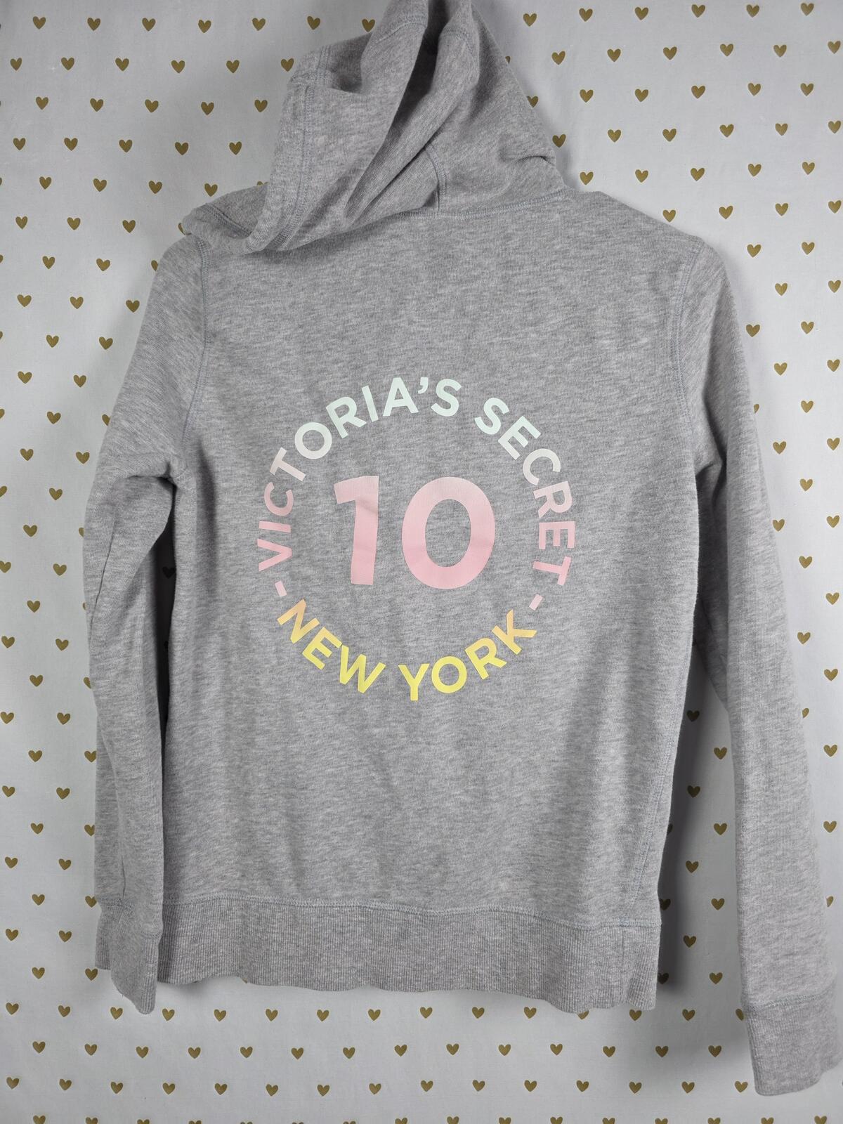 Victorias Secret WINGS Logo Hooded Jacket Full Zip Grey XS