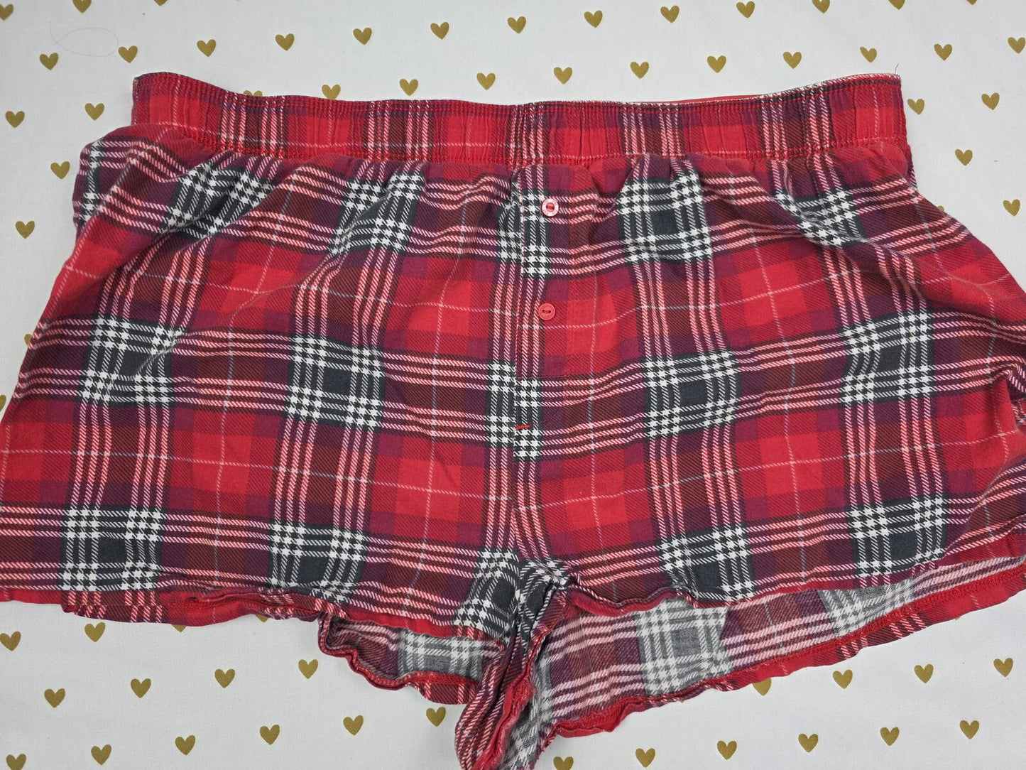 Victorias Secret PINK PLAID LOGO BUTT Sleep Shorts Boxers Pajama Bottoms LARGE