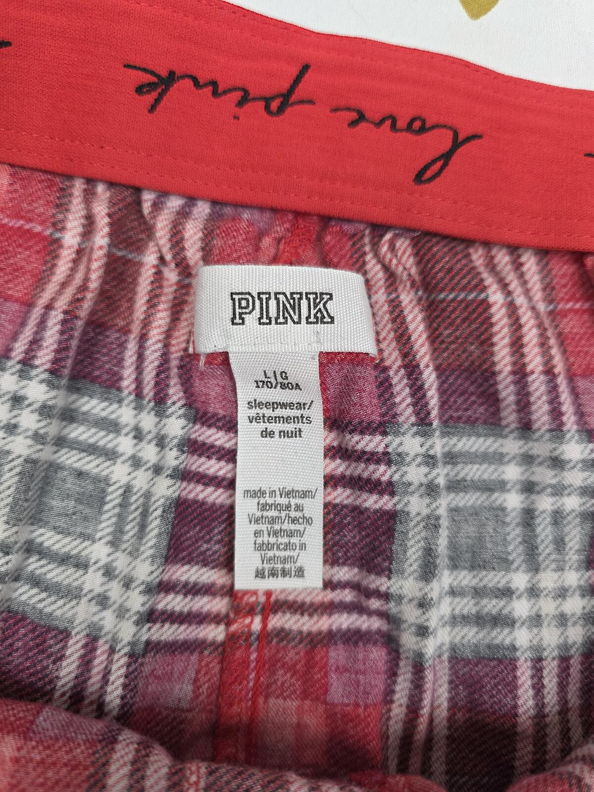 Victorias Secret PINK PLAID LOGO BUTT Sleep Shorts Boxers Pajama Bottoms LARGE