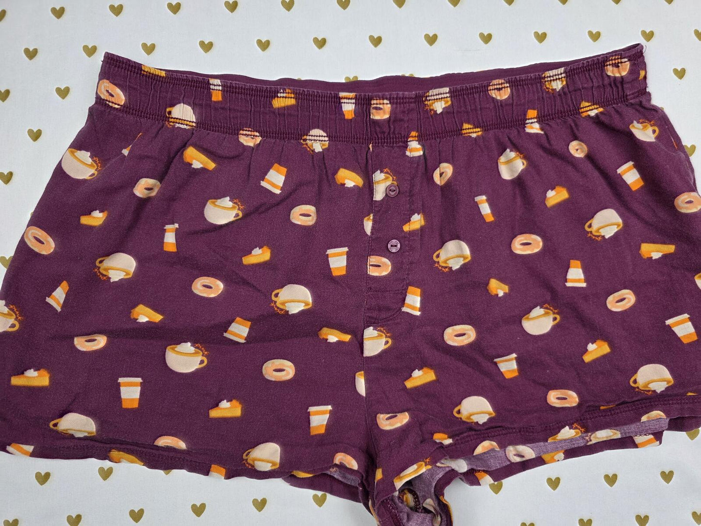 Victorias Secret PINK Donuts Coffee Sleep Shorts Boxers Pajama Bottoms MEDIUM