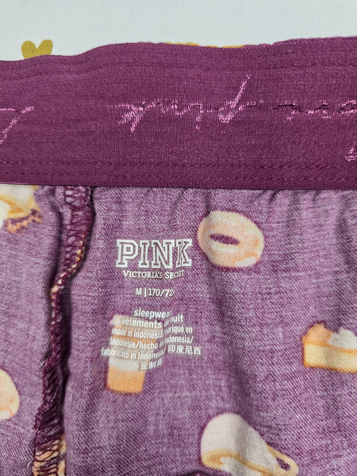 Victorias Secret PINK Donuts Coffee Sleep Shorts Boxers Pajama Bottoms MEDIUM