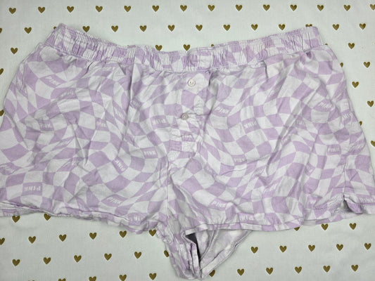 Victorias Secret PINK Purple Checkerboard Sleep Shorts Boxers Pajama Bottoms L