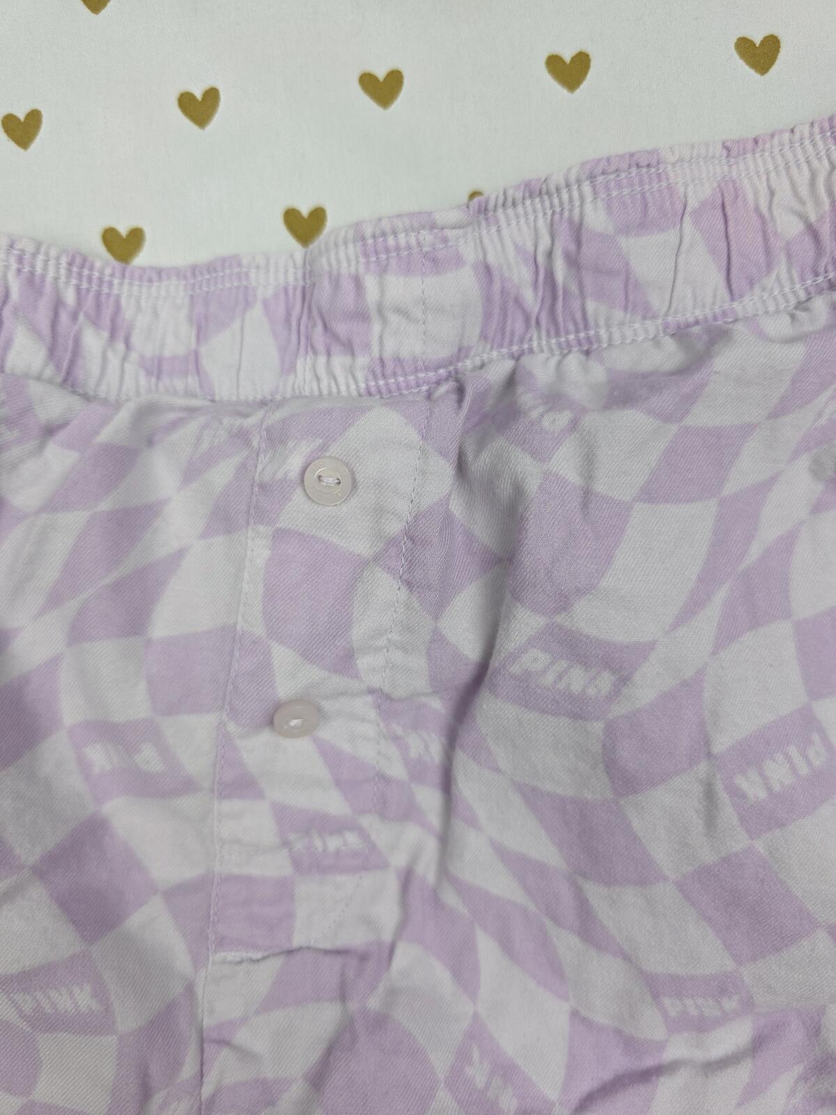 Victorias Secret PINK Purple Checkerboard Sleep Shorts Boxers Pajama Bottoms L