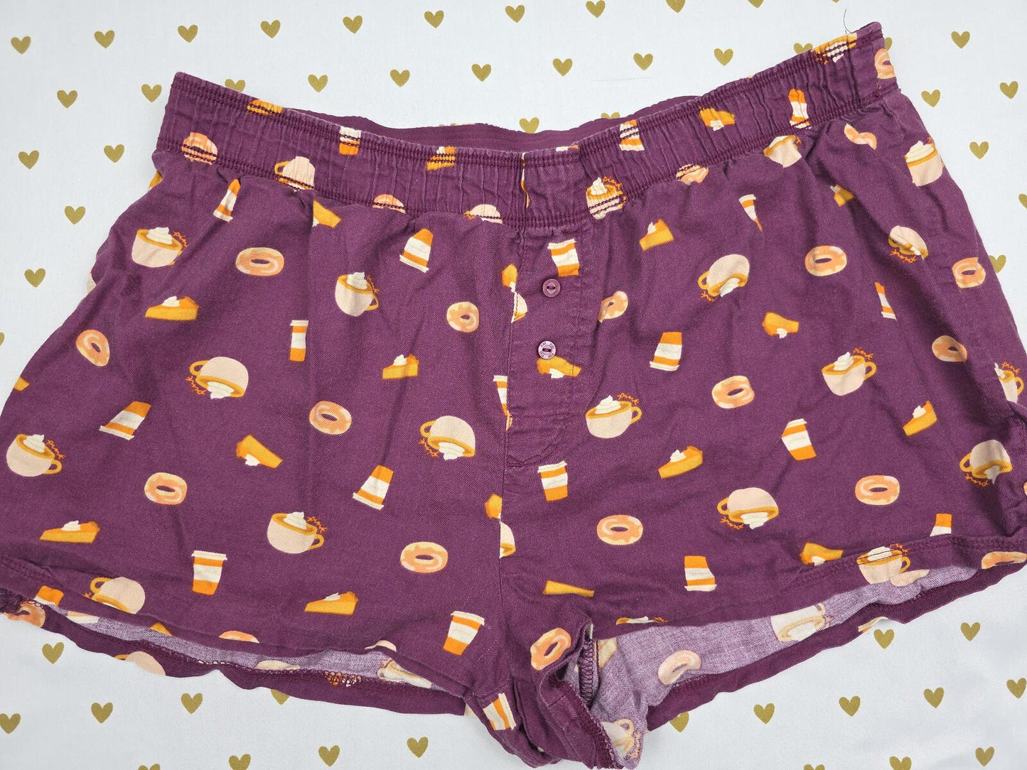 Victorias Secret PINK Donuts Coffee Sleep Shorts Boxers Pajama Bottoms Small