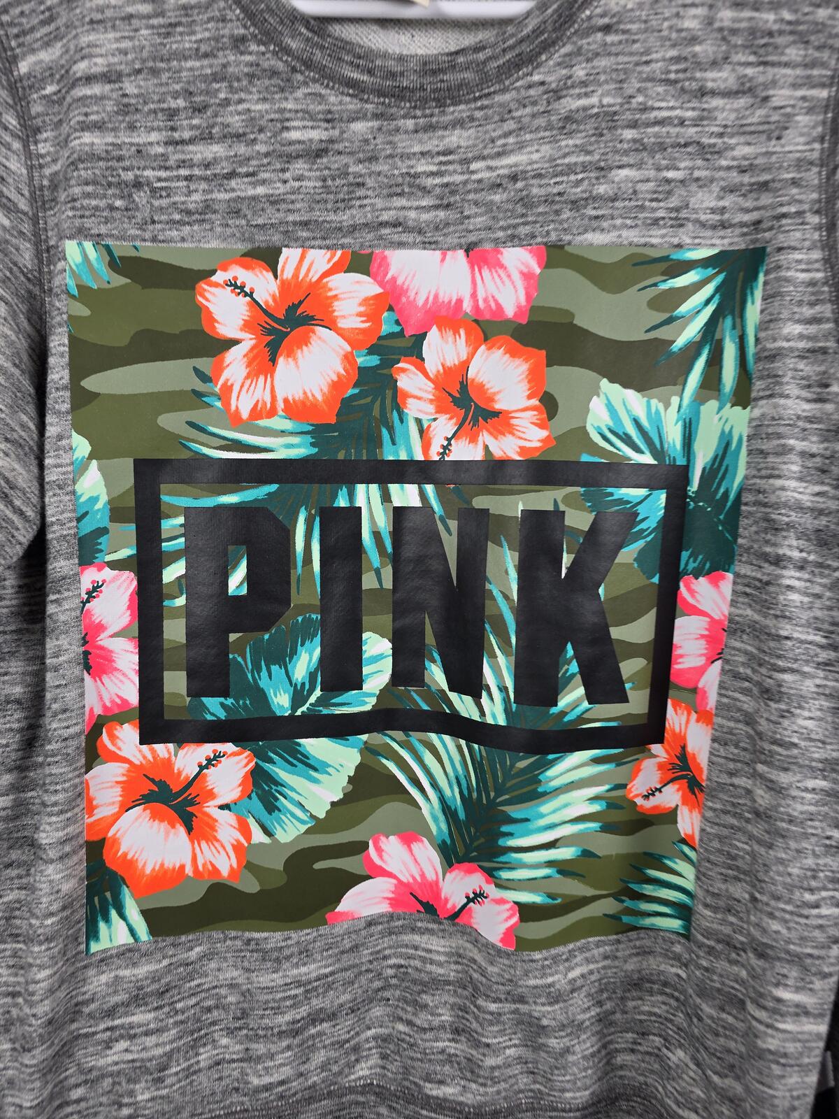 Victorias Secret Pink Rare HAWAIIAN Floral SET Sweater Sweats Joggers MEDIUM 2pc