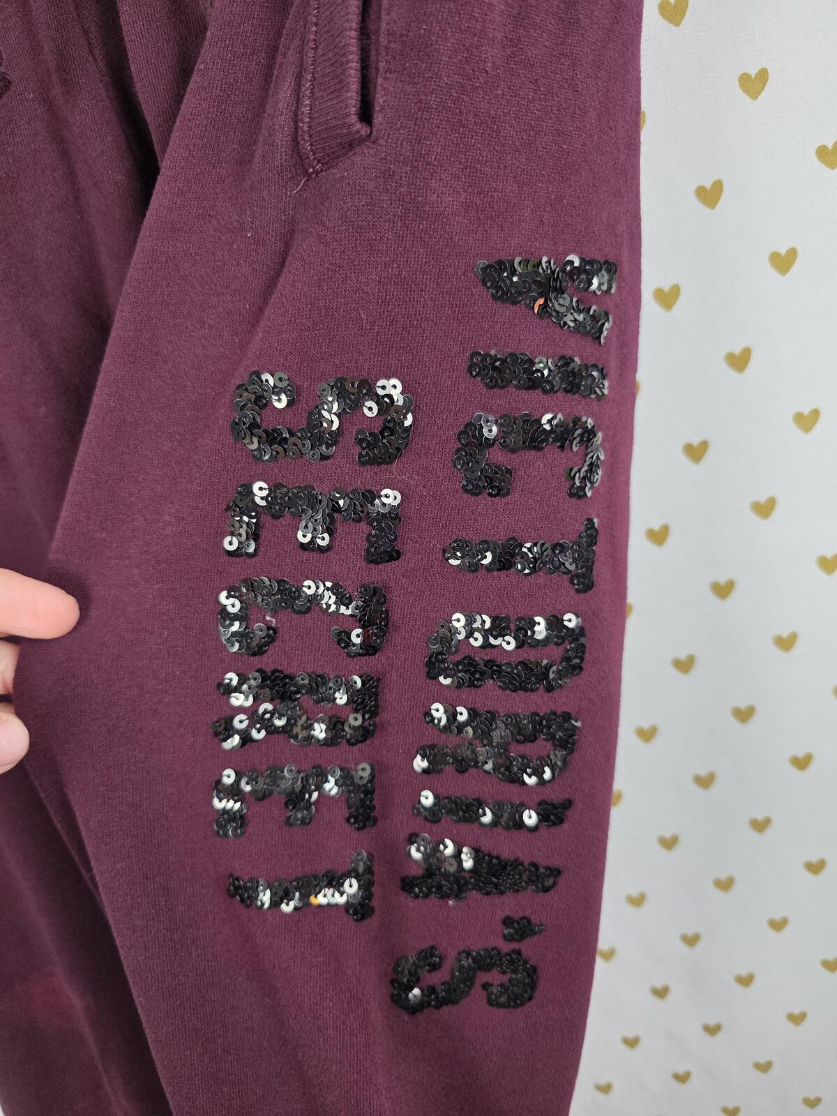 Victorias Secret Maroon BLING SEQUINED Sweats Sweatpants Flare MEDIUM