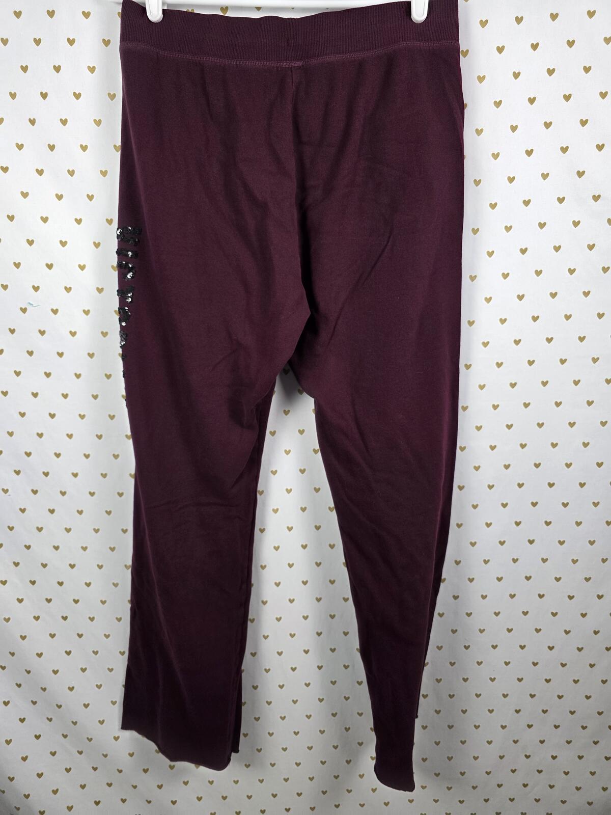 Victorias Secret Maroon BLING SEQUINED Sweats Sweatpants Flare MEDIUM