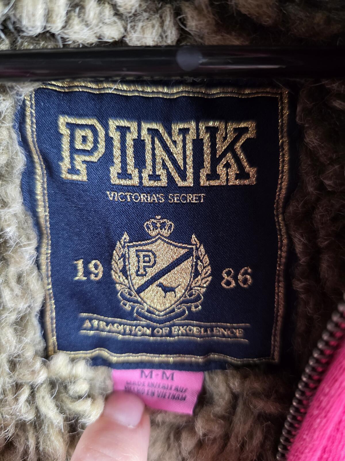 Victorias Secret Pink FUR LINED GRAIL CHEETAH BLING Hoodie Jacket Y2k MEDIUM
