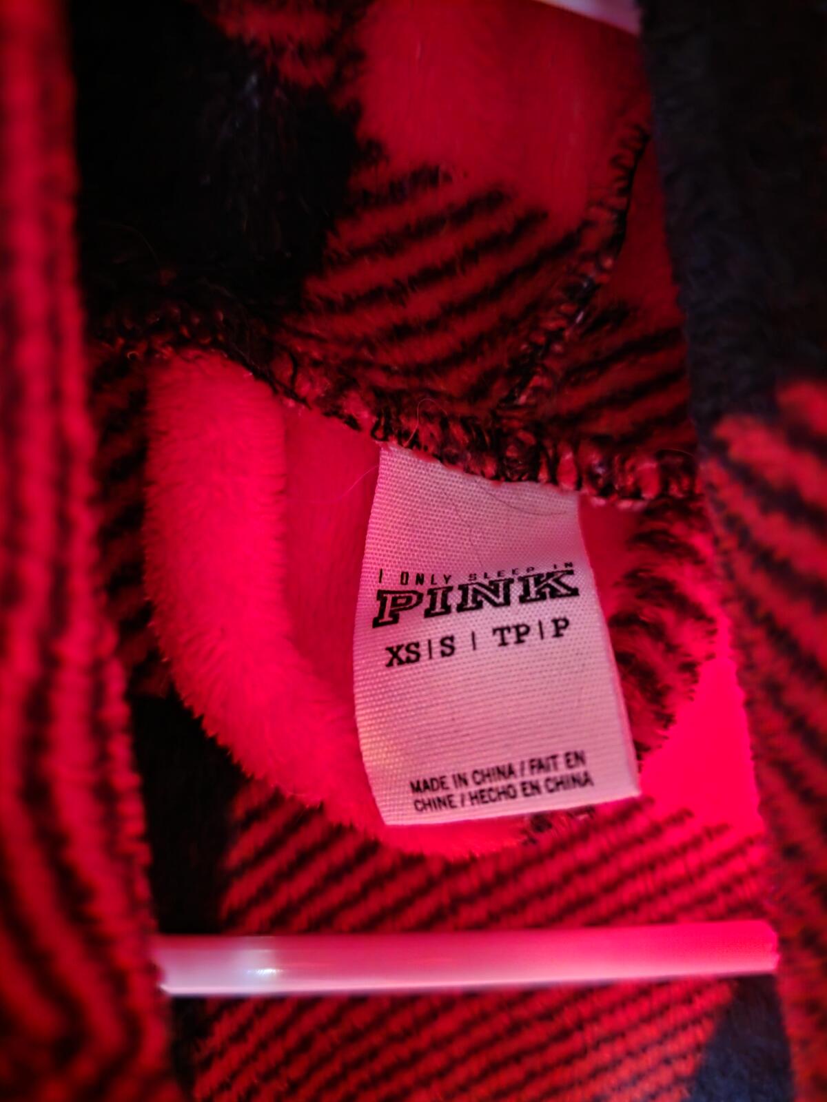 Victorias Secret Soft Fluffy Robe BUFFALO PLAID BLING SEQUINED Plush Hooded xs s