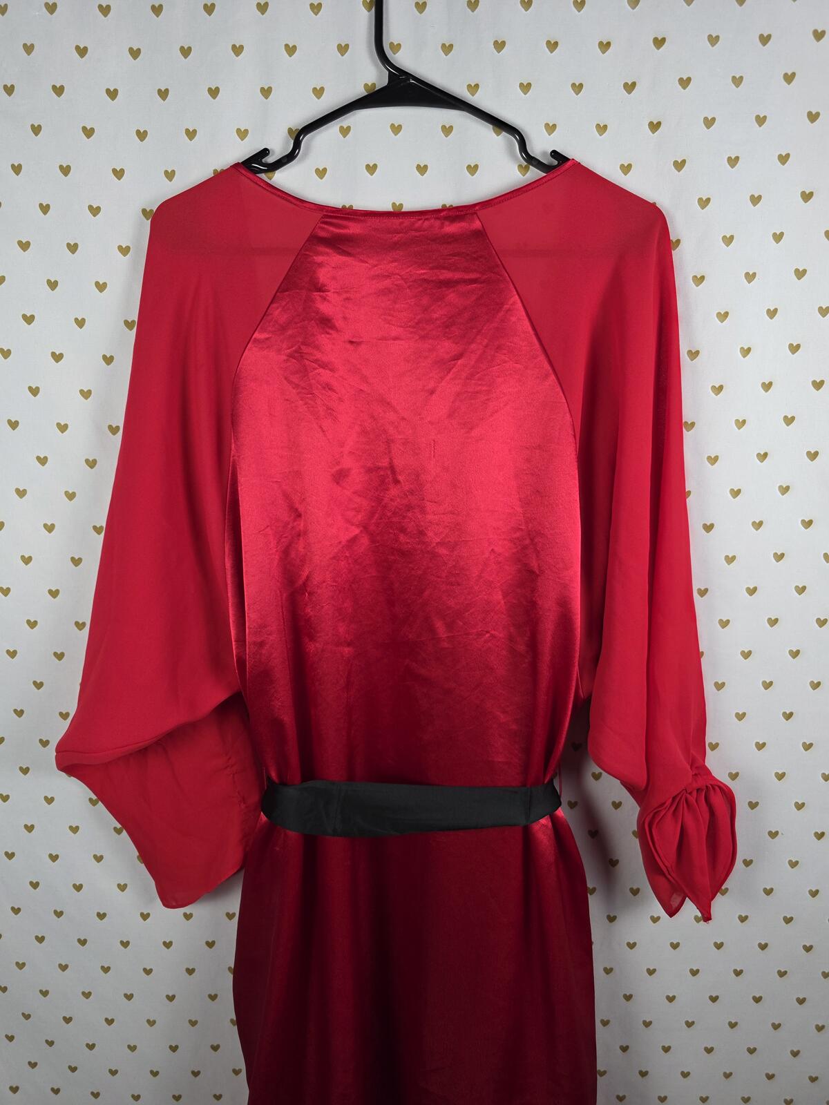 Victorias Secret Satin Silky Robe LONG RED VINTAGE GOLD LABEL pockets Red SMALL