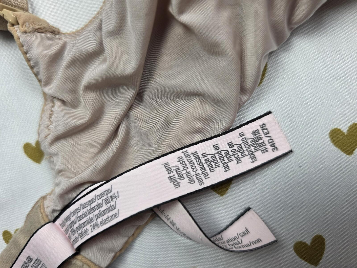 Victorias Secret Uplift Semi Demi Balconette Bra Beige 34D